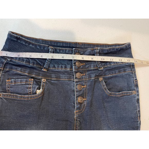 Almost Famous Womens Jeans Skinny Leg Button Fly Stretch Mid Rise Blue Size 7 - Picture 4 of 11